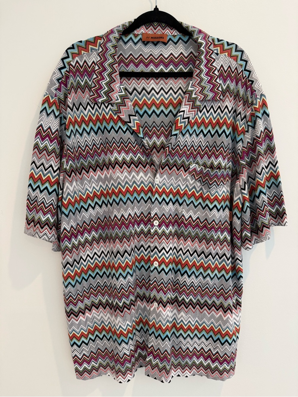 Missoni Zigzag Short Sleeve Button Down Shirt Multicolor Size 56